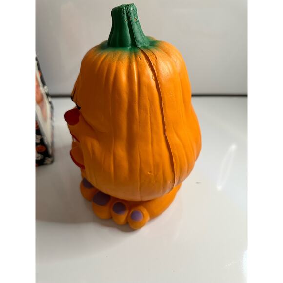 2 new vintage Halloween grumpy pumpkin displays. UNTESTED! Orange decoration - Picture 14 of 16